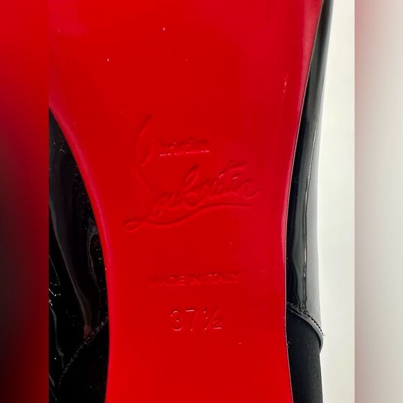 Christian Louboutin Jessie Booty Joli 100 Black Patent Satin Ankle EU 37.5 - Picture 9 of 14